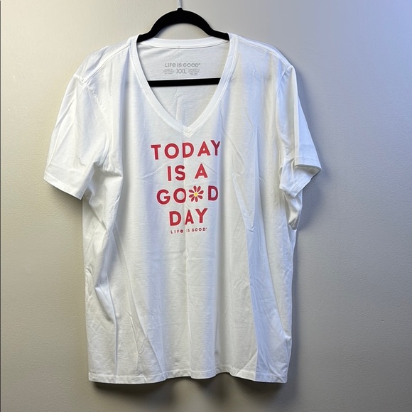 Life Is Good Red and White Short Sleeve Tees - Picture 1 of 6